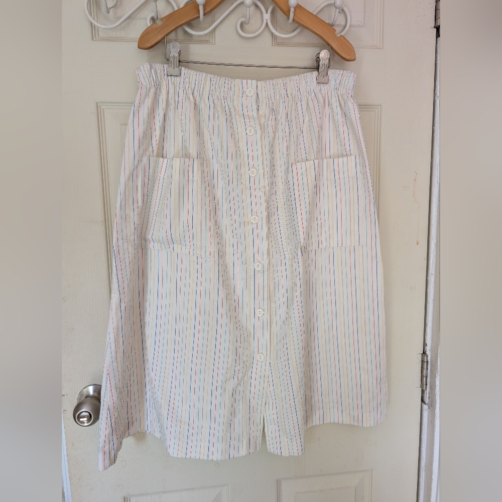 Vintage Multicolor Striped Midi A-line Skirt
